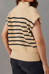 Striped Mock Neck Sweater Vest - Flyclothing LLC