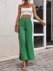 High Waist Slit Wide Leg Pants - Flyclothing LLC