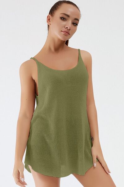 Scoop Neck Spaghetti Strap Knit Cami - Flyclothing LLC