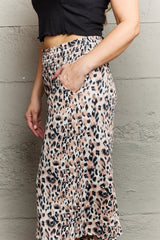 Ninexis Leopard High Waist Flowy Wide Leg Pants with Pockets - Flyclothing LLC