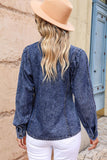 Button Up Collared Neck Denim Top - Flyclothing LLC