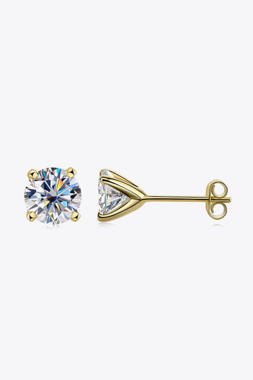 925 Sterling Silver 1 Carat Moissanite 4-Prong Stud Earrings - Flyclothing LLC