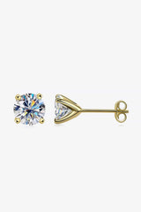 925 Sterling Silver 1 Carat Moissanite 4-Prong Stud Earrings - Trendsi