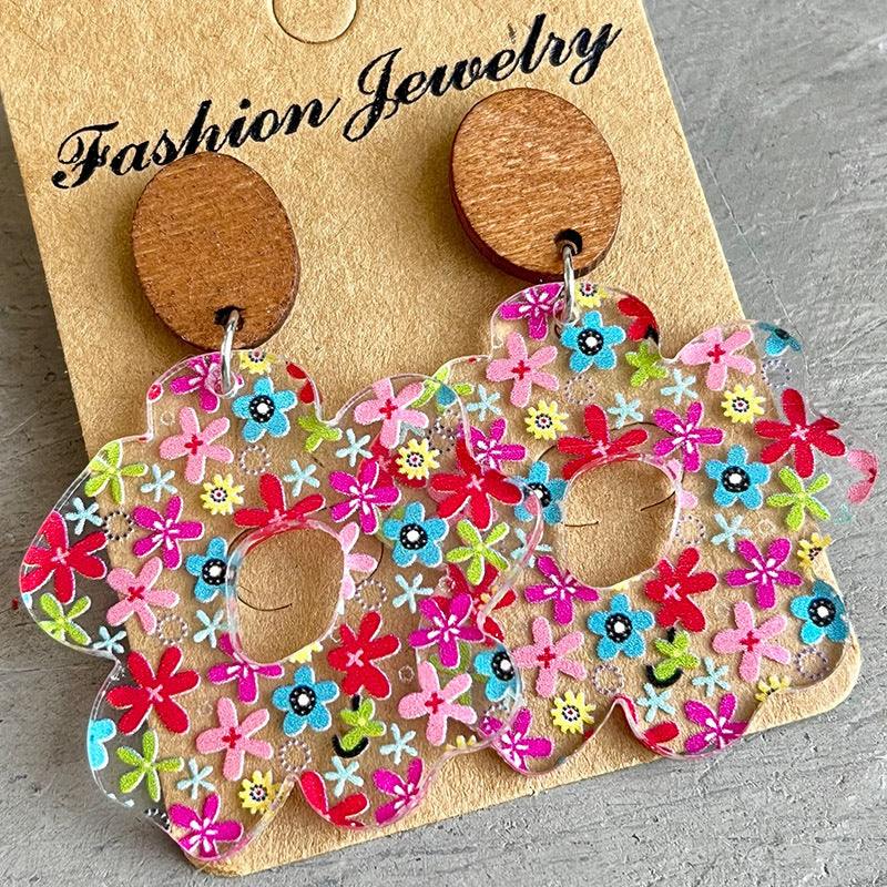 Flower Shape Acrylic Dangle Earrings - Flyclothing LLC