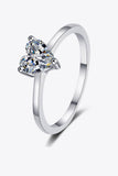 925 Sterling Silver Heart-Shaped Moissanite Solitaire Ring - Flyclothing LLC