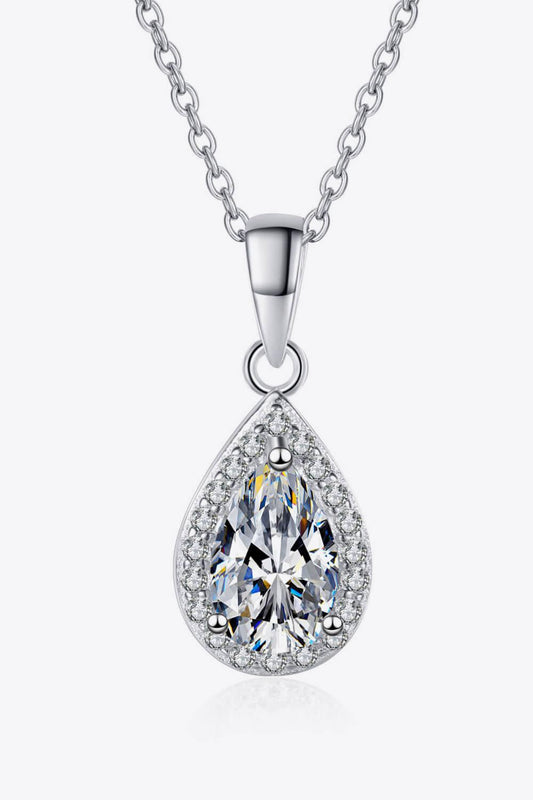 Moissanite Teardrop Pendant Necklace - Flyclothing LLC