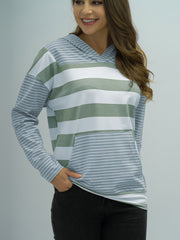 Full Size Striped Long Sleeve Hoodie - Flyclothing LLC