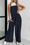 Square Neck Wide Strap Jumpsuit - Flyclothing LLC