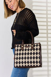 David Jones Argyle Pattern PU Leather Handbag - Flyclothing LLC