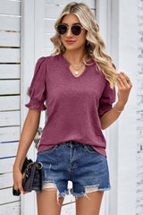 Heathered Notched Short Sleeve T-Shirt - Flyclothing LLC