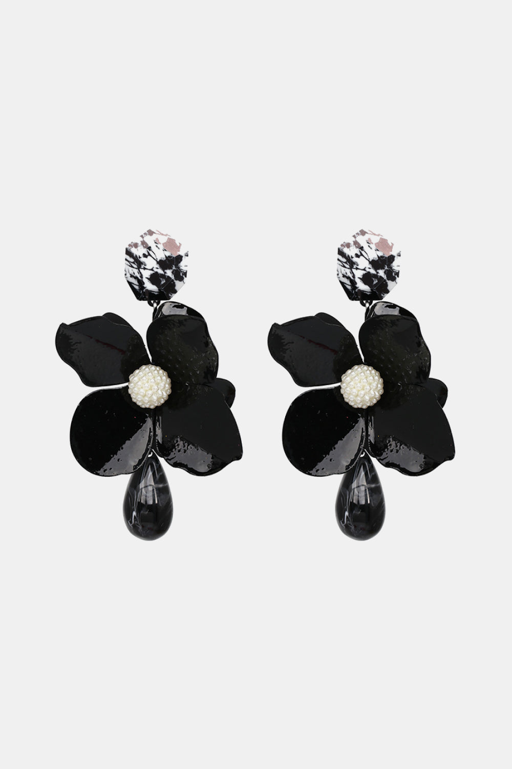 Bloosm Flower and Teardrop Resin Dangle Earrings - Flyclothing LLC