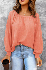 Square Neck Waffle-Knit Top - Flyclothing LLC