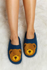 Melody Teddy Bear Print Plush Slide Slippers - Flyclothing LLC