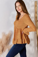 Hailey & Co Full Size V-Neck Flounce Sleeve Blouse - Flyclothing LLC