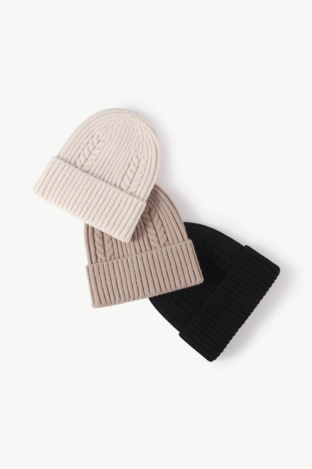 Cable-Knit Cuff Beanie - Trendsi