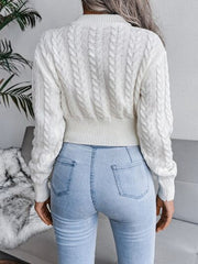 Cable-Knit Round Neck Sweater - Flyclothing LLC