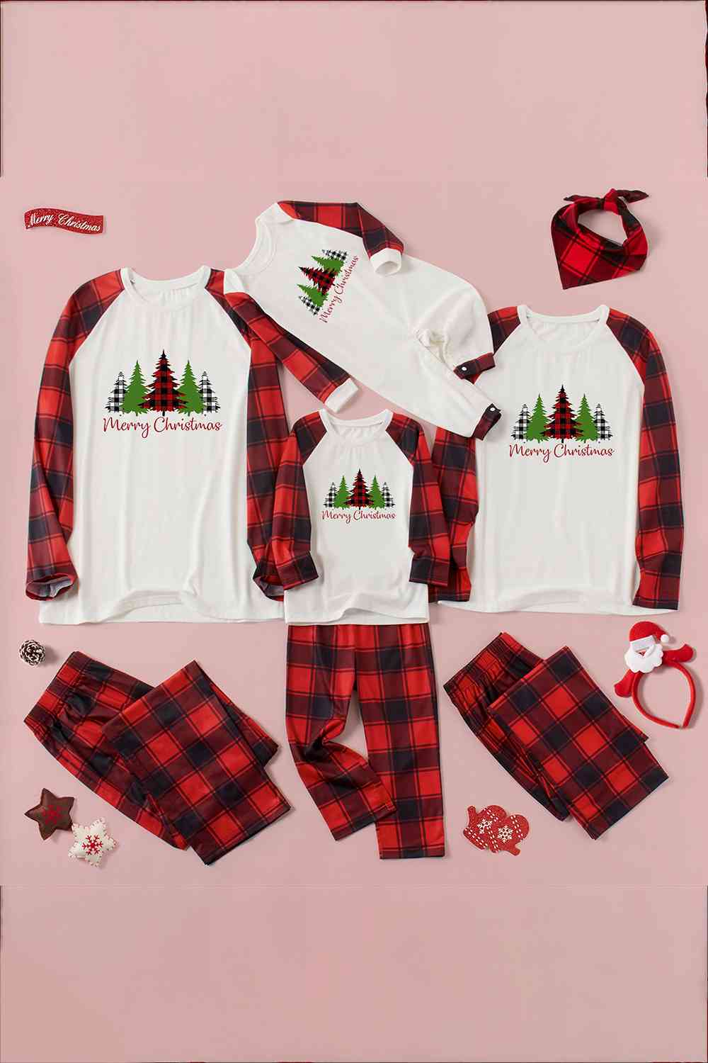 MERRY CHRISTMAS Graphic Top and Plaid Pants Set - Flyclothing LLC