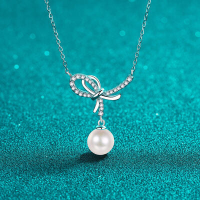 Natural Pearl Pendant Moissanite 925 Sterling Silver Necklace - Flyclothing LLC