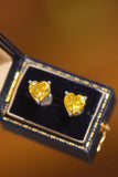 2 Carat Yellow Heart Moissanite Platinum-Plated Earrings - Flyclothing LLC