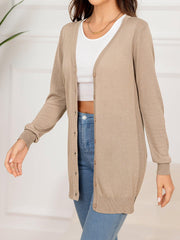 Button Down Slit Longline Cardigan - Flyclothing LLC