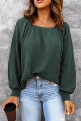 Square Neck Waffle-Knit Top - Flyclothing LLC