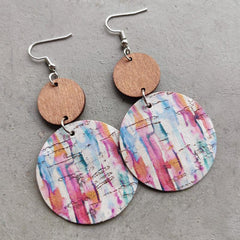 Round Shape Wooden Dangle Earrings - Flyclothing LLC