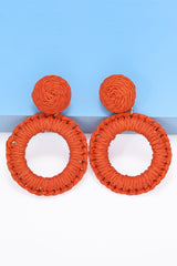 Round Shape Raffia Grass Dangle Earrings - Flyclothing LLC