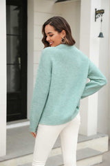 Round Neck Ribbed Long Sleeve Sweater - Flyclothing LLC