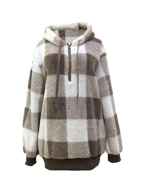 Plaid drawstring best sale teddy hoodie