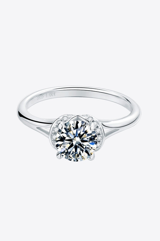 1 Carat Moissanite 925 Sterling Silver Split Shank Ring - Flyclothing LLC