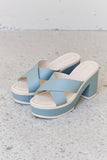 Weeboo Cherish The Moments Contrast Platform Sandals in Misty Blue - Flyclothing LLC