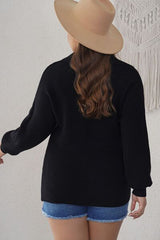 Plus Size Collared Neck Long Sleeve Sweater - Flyclothing LLC