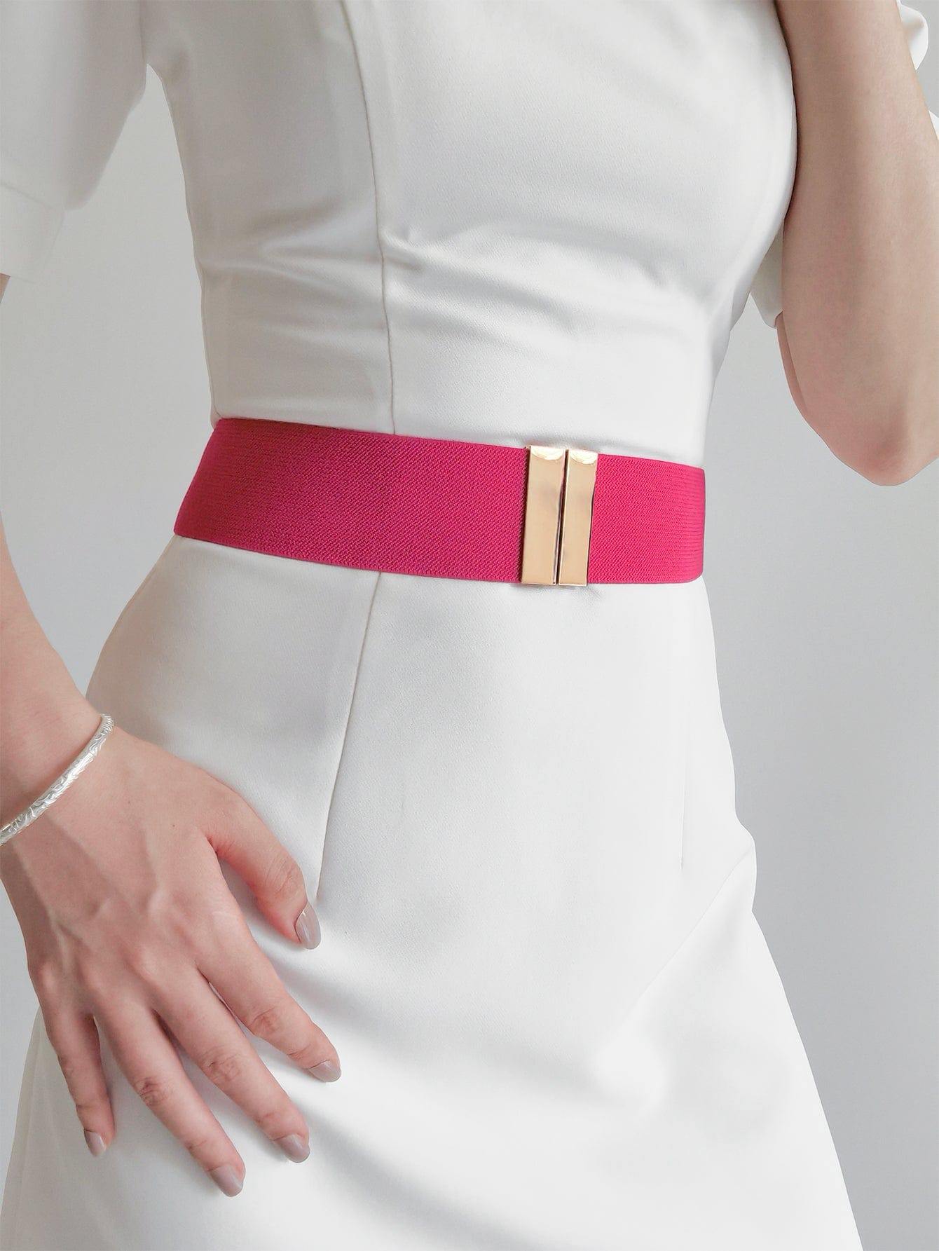 Alloy Buckle Elastic Belt - Trendsi