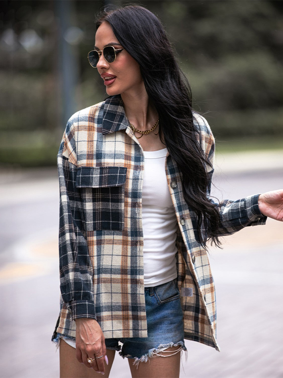 Plaid Dropped Shoulder Shacket