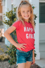 Girls Letter Graphic Short Sleeve T-Shirt - Flyclothing LLC