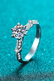 925 Sterling Silver Inlaid Moissanite 6-Prong Ring - Trendsi