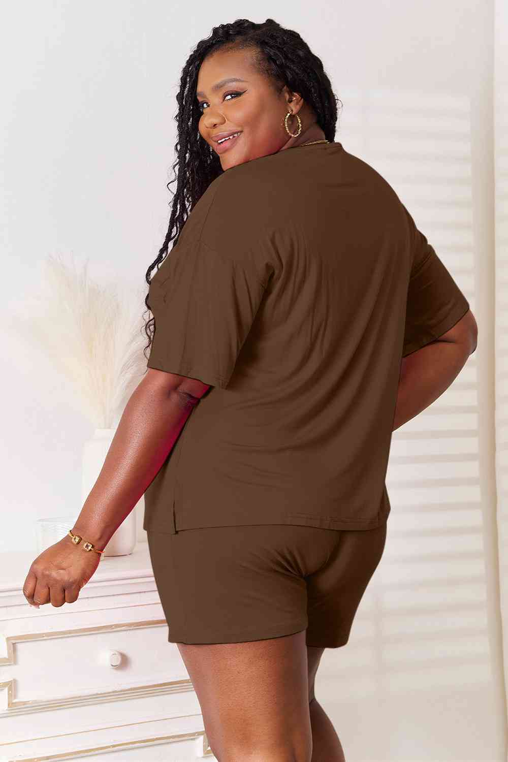 Basic Bae Full Size Soft Rayon Half Sleeve Top and Shorts Set - Flyclothing LLC