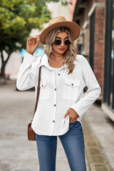 Button Up Collared Neck Long Sleeve Shirt - Flyclothing LLC