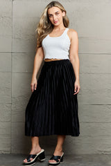 Ninexis Accordion Pleated Flowy Midi Skirt - Flyclothing LLC