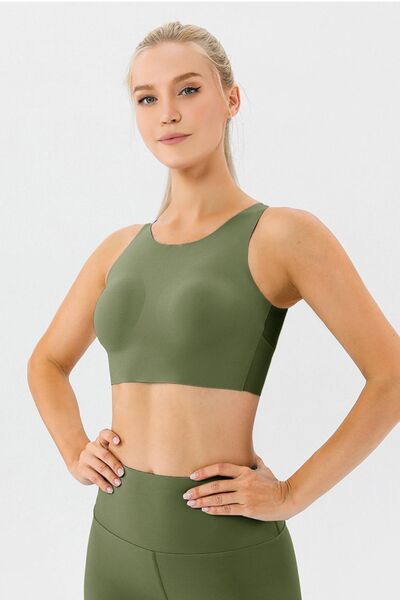 Round Neck Wide Strap Active Bra - Flyclothing LLC