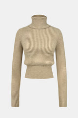 Ribbed Turtleneck Long Sleeve Sweater - Flyclothing LLC