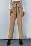 Belted Straight Leg Pants with Pockets - Flyclothing LLC