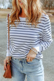 Striped Long Sleeve Round Neck Top - Flyclothing LLC