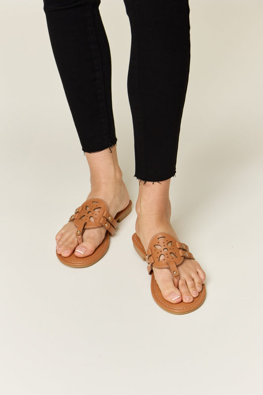 Forever Link Cutout PU Leather Open Toe Sandals - Flyclothing LLC