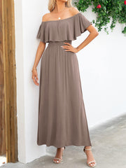 Off-Shoulder Slit Maxi Dress - Flyclothing LLC