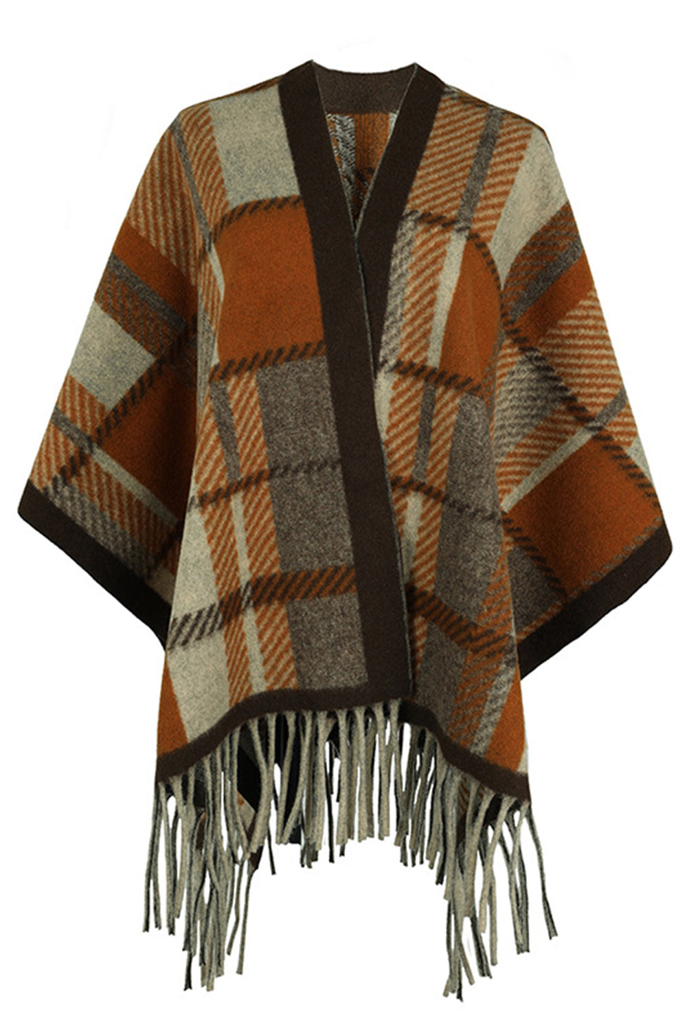 Color Block Fringe Detail Poncho – Flyclothing LLC