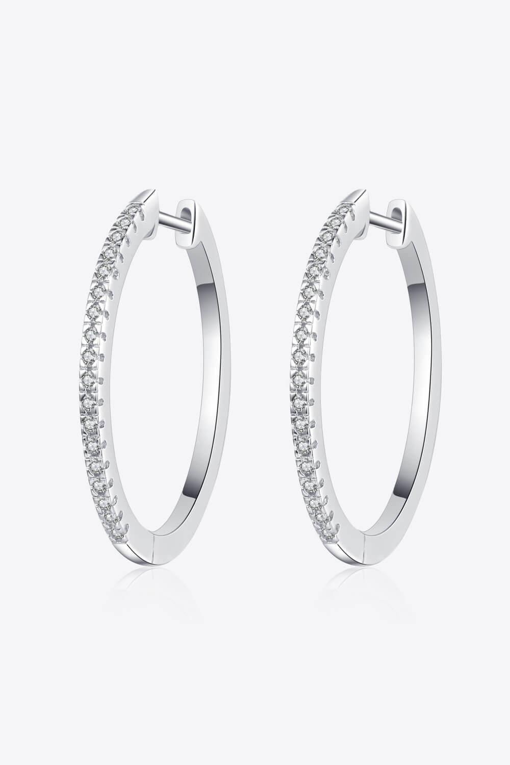 Rhodium-Plated Moissanite Hoop Earrings - Flyclothing LLC