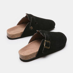 Suede Closed Toe Buckle Slide - Flyclothing LLC