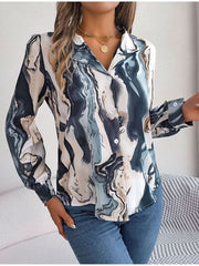 Printed Button Up Long Sleeve Shirt - Flyclothing LLC