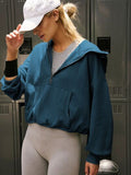 Half Zip Pocketed Dropped Shoulder Hoodie - Flyclothing LLC